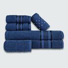 Jogo De Toalha Banho Gigante 6 Peças Egito 100% Algodão Azul