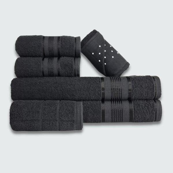 Jogo De Toalha Banho Gigante 6 Peças Egito 100% Algodão Preto