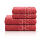 Jogo De Toalha De Banho E Rosto Camesa Atrium Vermelho 4 Peça