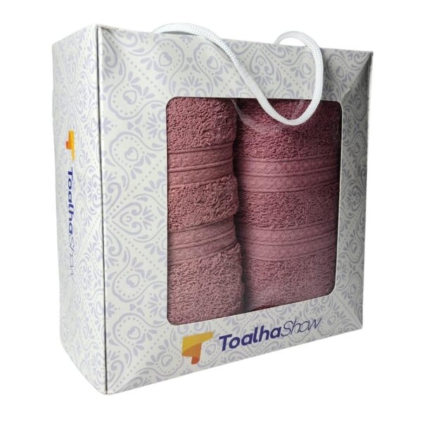 Jogo De Toalha Embalado Caixa Presente 1 Banho + 1 Rosto Gros