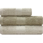 Jogo De Toalha Fio Penteado Canelado Algodão 3 Peças Banho E