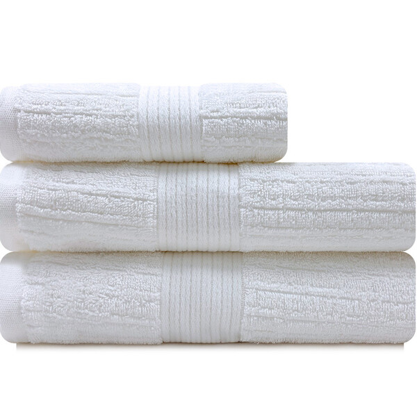 Jogo De Toalha Fio Penteado Canelado Algodão 3 Peças Banho E