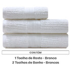 Jogo De Toalha Fio Penteado Canelado Algodão 3 Peças Banho E