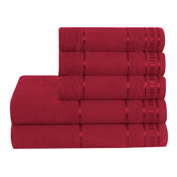 Jogo De Toalha Simples 5 Pçs Banho E Rosto Premium 290g Varia