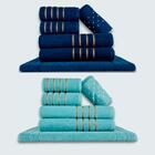 Jogo De Toalhas 12 Pçs Coleção Dubai 100% Algodão Az+vd