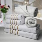 Jogo De Toalhas 12pcs 4 Banhos 4 Rosto 4 Tapetes Az+br