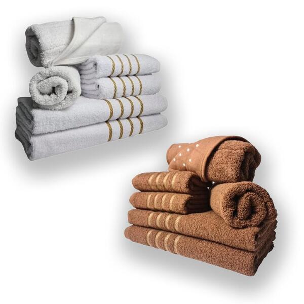 Jogo De Toalhas 12pcs - 4 Banhos 4 Rosto 4 Tapetes Br+mr