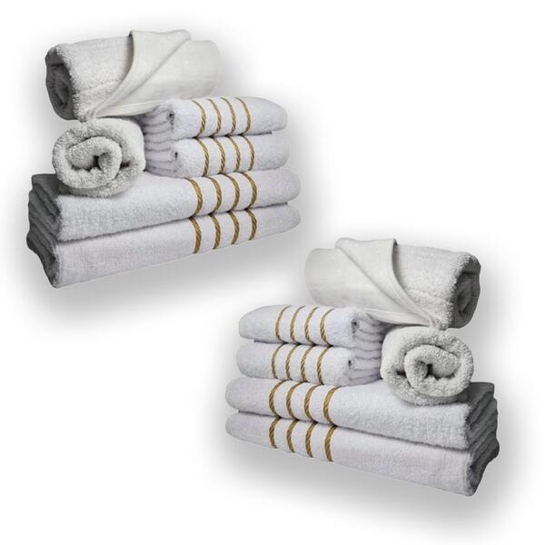 Jogo De Toalhas 12pcs - 4 Banhos 4 Rosto 4 Tapetes Branco