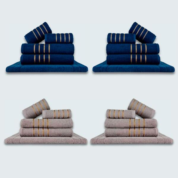 Jogo De Toalhas 20 Pçs Coleção Dubai 100% Algodão Az+cz