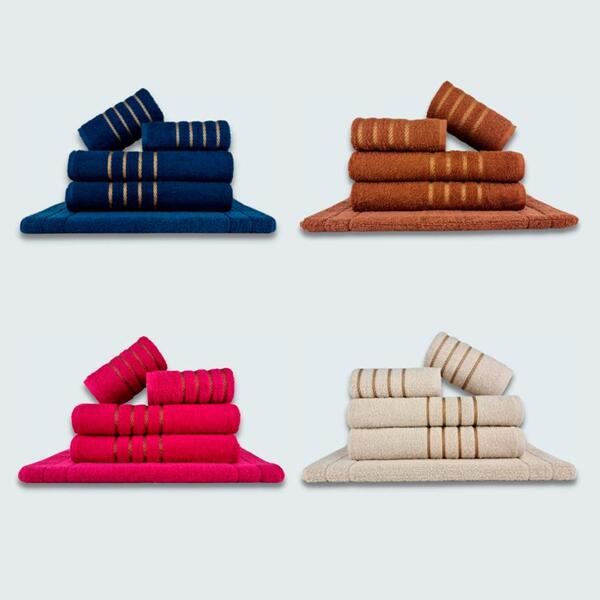 Jogo De Toalhas 20 Pçs Coleção Dubai 100% Algodão Az+mr+rs+bg