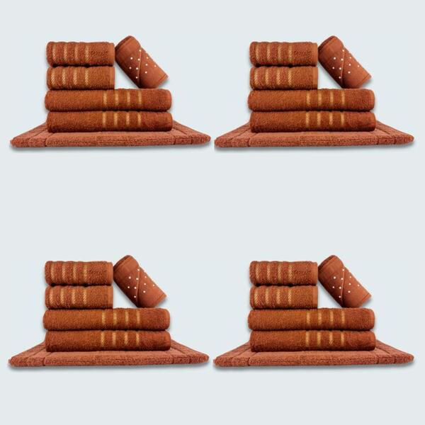 Jogo De Toalhas 24 Pçs Coleção Dubai 100% Algodão Marrom