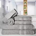 Jogo De Toalhas 4 Banhos 4 Rostos 4 Pisos Grande Grossa Cinza