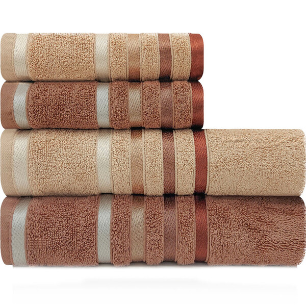 Jogo De Toalhas 4 Peças Banhão Gigante + Rosto Fio Penteado L