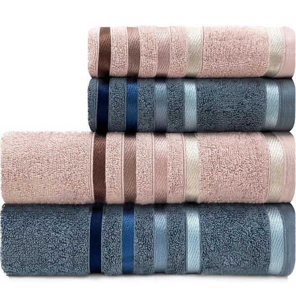 Jogo De Toalhas 4 Peças - Banho + Rosto Algodão Fio Penteado