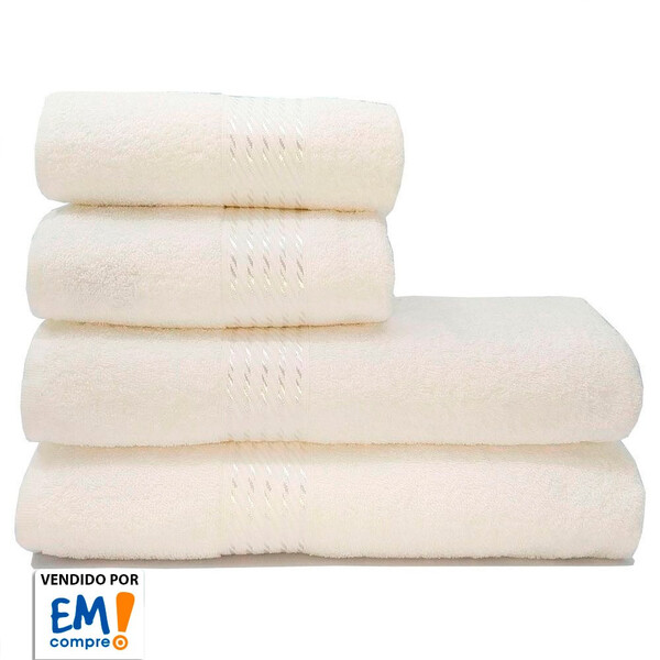 Jogo De Toalhas 4 Peças Banho E Rosto 100 Algodão Prisma Dohl