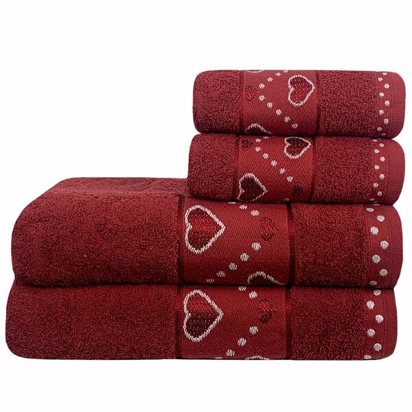 Jogo De Toalhas 4 Peças Feirão De Toalhas 360g/m² - Corações