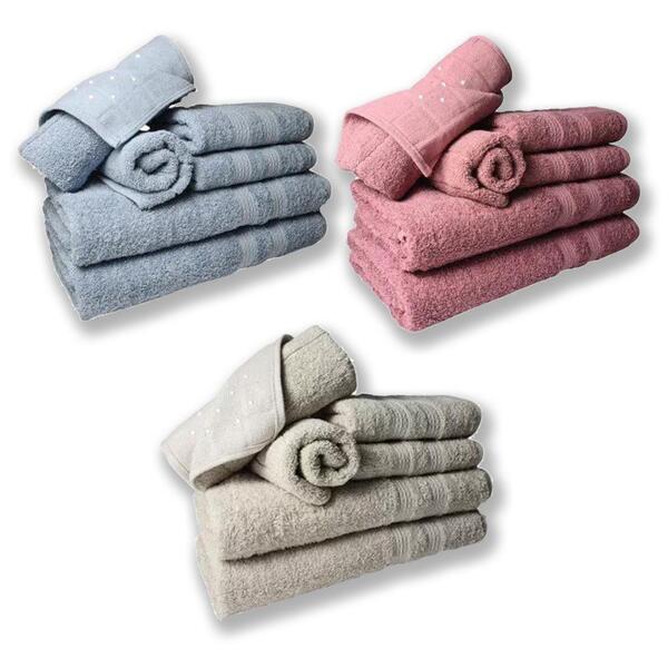 Jogo De Toalhas 6 Banhos 6 Rostos 6 Pisos Grande Grossa Az+bg