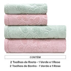 Jogo De Toalhas Banho E Rosto Romance 100 Algodão Aveludada D