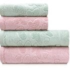 Jogo De Toalhas Banho E Rosto Romance 100 Algodão Aveludada D
