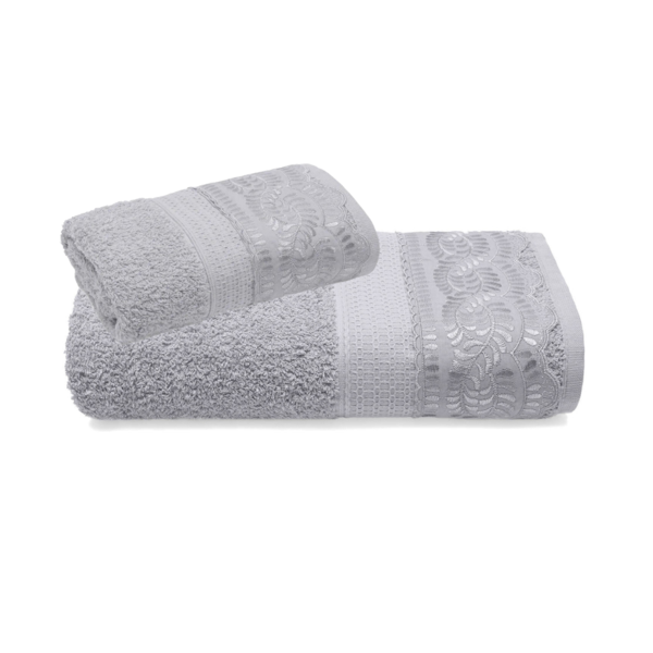 Jogo De Toalhas Com Renda 2 Peças Em Algodão 500g/m² Buettner