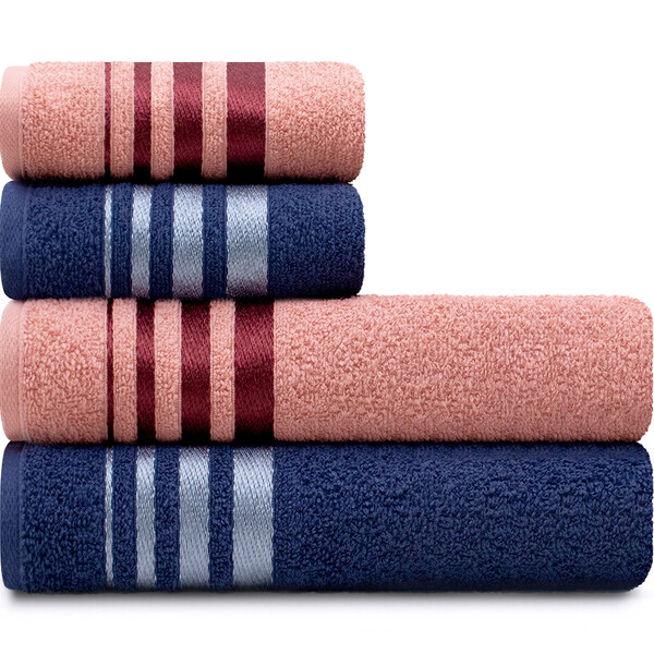 Jogo De Toalhas De Algodão 4 Peças Banho E Rosto Karsten - Em