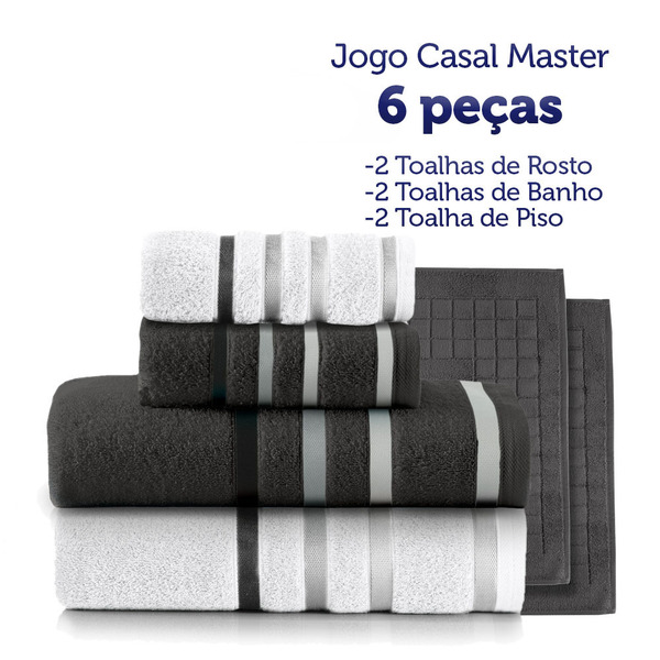 Jogo De Toalhas Teka Lumiere 6 Peças 2 Banho E 2 Rosto  Preto