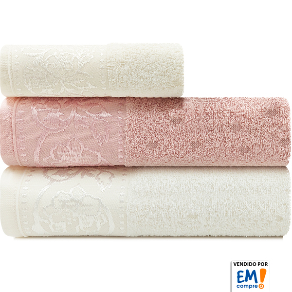 Jogo De Toalhas Verona 3 Peças Banho + Rosto Algodão Atlântica