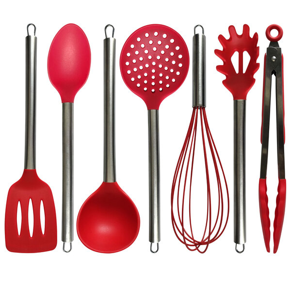 Jogo De Utensílios De Silicone Com Cabo Inox Conjunto Escumad