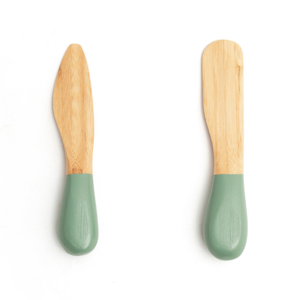 Jogo De Utensílios Para Antepasto De Bambu 2pcs Verde Sálvia