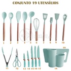 Jogo De Utensílios Para Cozinha 19 Peças Em Silicone Com Cabo