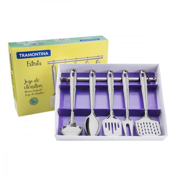 Jogo De Utensílios Tramontina Extrata Em Aço Inox Com Suporte