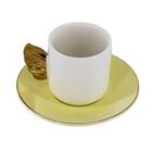 Jogo De Xicara 4 Peças Cafe Porcelana Alça De Asa 80ml