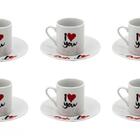 Jogo De Xícaras Em Cerâmica Sevilha 12 Peças 80ml - Wellhome