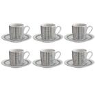 Jogo De Xícaras Para Café Porcelana Ricaelle Cinza 6 Peças