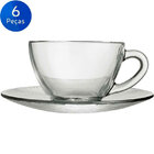 Jogo De Xícaras Para Chá Com Pires 240ml Diamante 6 Peças - D