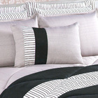 Jogo Edredom King Cinza Listrado 6 Peças Com Almofada Decorat