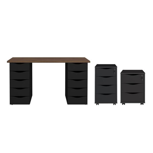 Jogo Escritório Completo Saarbucken Nogal Preto