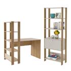 Jogo Escrivaninha E Estante Volker Off White Carvalho