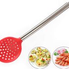 Jogo Escumadeira E Concha De Silicone Vermelho Com Cabo Inox