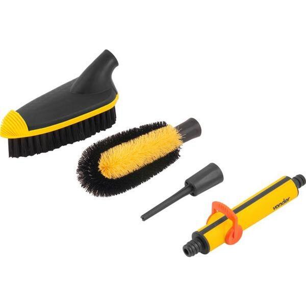 Jogo Esguicho E Escovas P/ Limpeza C/ Água 3 Peças Vonder