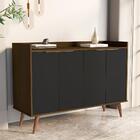 Jogo Espelho Com Alça E Buffet Cezena Canela Preto Castanheiro