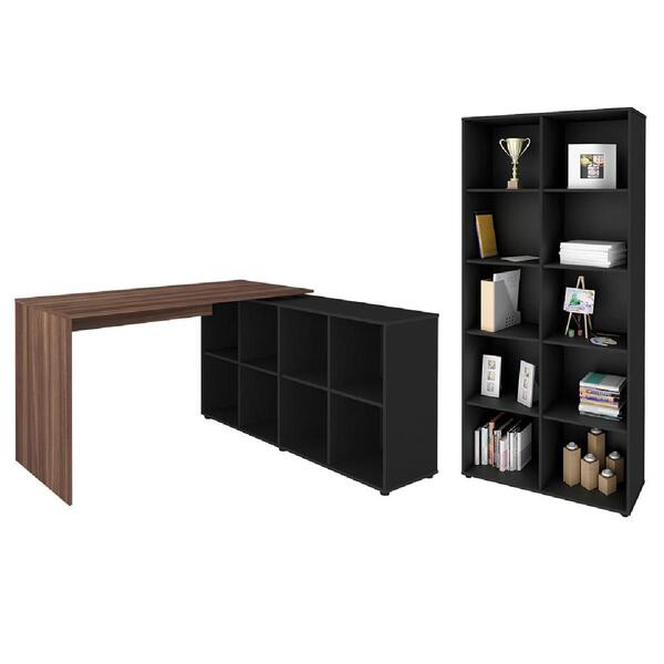 Jogo Estante E Escrivaninha Paderborn Ipê Preto