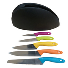 Jogo Facas Cozinha Aço Inox C/ 5 Facas Cepo Suporte Kit 6pçs