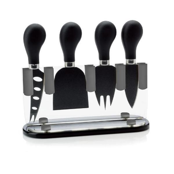 Jogo Facas Para Queijo Inox Kenya 5 Peças Preto