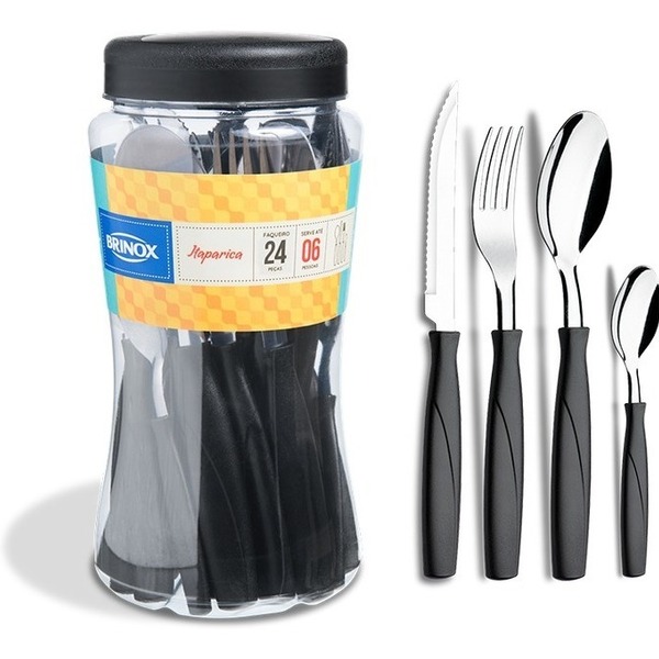 Jogo Faqueiro Itaparica 24 Peças Inox Brinox Conjunto Talher