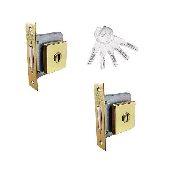 Jogo Fechadura Auxiliar Trava Segurança 2200 Dourada Imab Dup