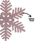 Jogo Floco Neve Gliter Rosê Gold 18cm Enfeite Natalino 6 Pç