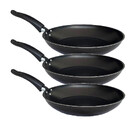 Jogo Frigideiras Gourmet 3pcs Preto - De Aluminio Com Rev Ant