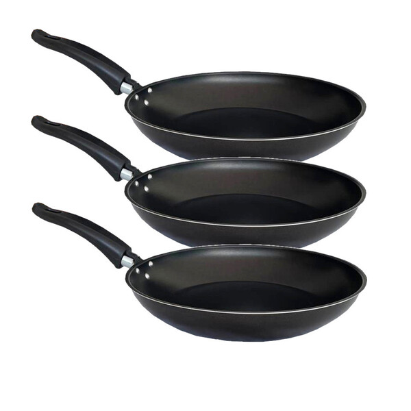 Jogo Frigideiras Gourmet 3pcs Preto - De Aluminio Com Rev Ant