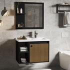 Jogo Gabinete Com Cuba E Espelheira Haiti Preto/ripado